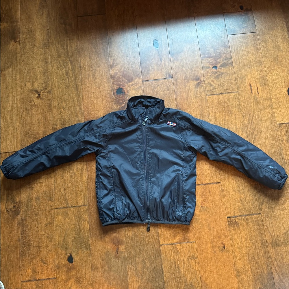 Black fleece lined Windbreaker Jacket used for everyday wear or equestrian rider